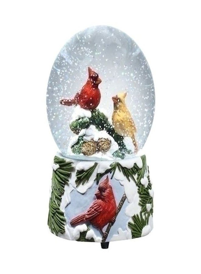 Glitterdomes 36475 100mm 6" Tall Musical Glitterdome with a Sculpted Base and Features a Pair of Cardinals Inside