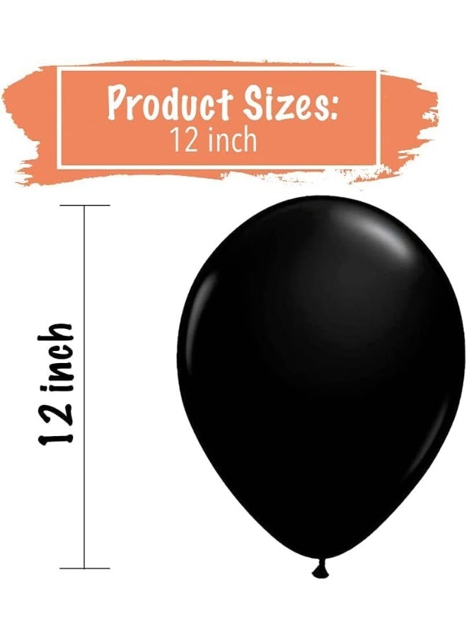 Goldedge – 100 PC Black Latex Balloons, 12 Inch Classic Black Balloons for Chic Events, Halloween, Birthdays & Statement Décor - Image 2