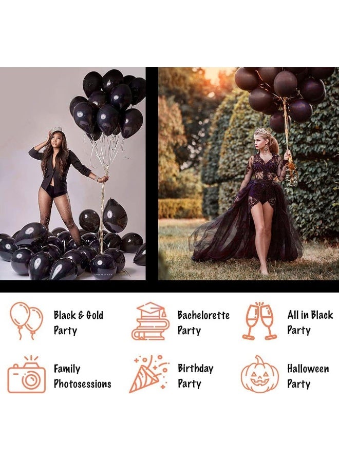Goldedge – 100 PC Black Latex Balloons, 12 Inch Classic Black Balloons for Chic Events, Halloween, Birthdays & Statement Décor - Image 4
