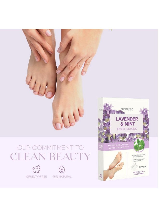 Skin 2.0 Lavender And Mint Foot Masks Moisturizing Socks Relieves Swollen & Aching Feet Removes Unwanted Odor Relaxing Foot Mask Cruelty Free Korean Skin Care For All Skin Types 3 Pairs - Image 3