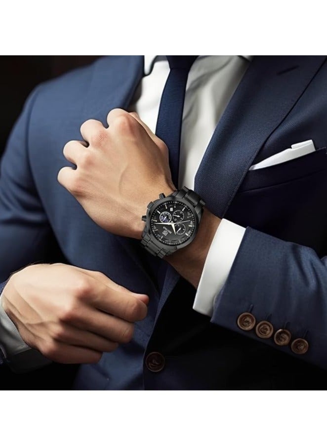 BENYAR Mens Watches Multifunction Chronograph Date Quartz Watch for Men Stainless Steel Band Wrist Watch Gift for Men Casual Business - Image 3