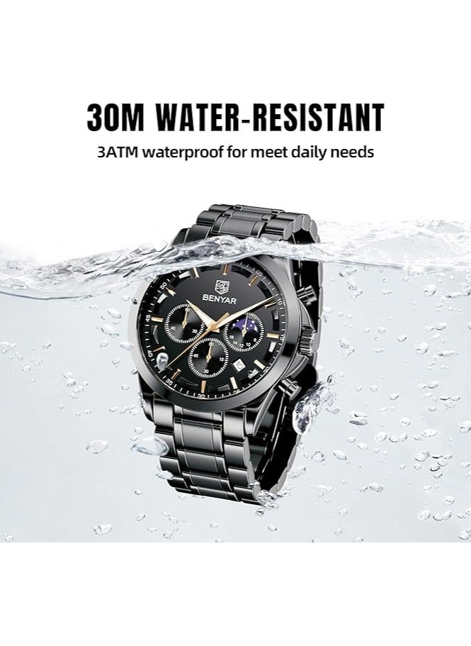 Mens Watches Multifunction Chronograph Date Quartz Watch for Men Stainless Steel Band Wrist Watch Gift for Men Casual Business - pzsku/Z272488C531B6640D7163Z/45/_/1736958327/23bddfac-02e0-4b61-a2dc-d3a39710f7ff