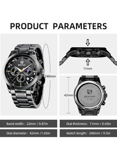 Mens Watches Multifunction Chronograph Date Quartz Watch for Men Stainless Steel Band Wrist Watch Gift for Men Casual Business - pzsku/Z272488C531B6640D7163Z/45/_/1738907942/8811a8cf-044b-438e-b142-6258d3c06a5a