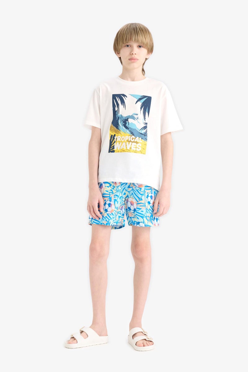 DeFacto Blue Boy Boy Regular Fit Printed Swim Shorts Casual - Image 4