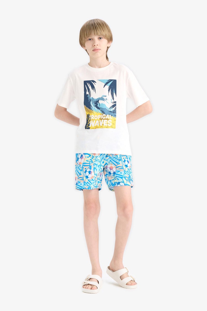 DeFacto Blue Boy Boy Regular Fit Printed Swim Shorts Casual - Image 3
