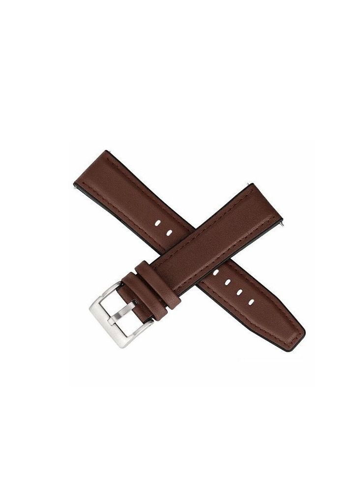 22mm Silicone Leather Replacement Strap Watchband For Haylou GST /Haylou Solar LS05 / Haylou RT2 RS3 LS04 Sport - Brown Silver Buckle - Image 4