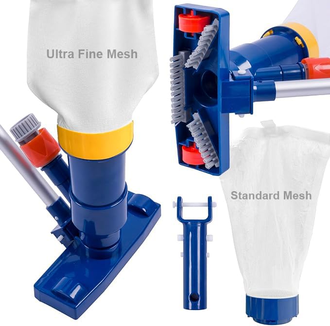 POOLAZA Manual Pool Vacuum for Above Ground Pool(2025 Upgrade) with Fine Mesh Bag& 56" Pole, Handheld Pool Vacuum Jet Underwater Cleaner, Spa Pool Vacuum Cleaner Attach to Garden Hose - Image 1