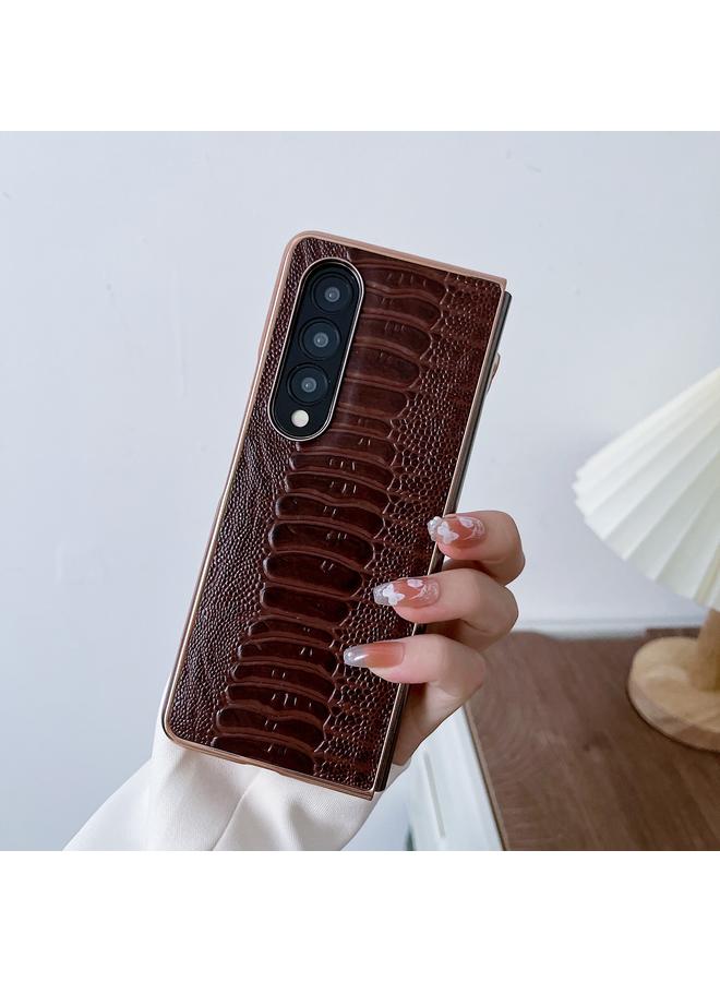 S-TOP Case For Samsung Galaxy Z Fold3 5G Genuine Leather Weilai Series Nano Plating Phone Case - Image 2