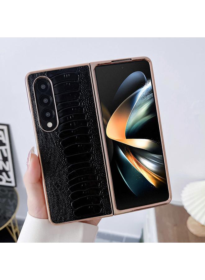 S-TOP Case For Samsung Galaxy Z Fold3 5G Genuine Leather Weilai Series Nano Plating Phone Case - Image 4