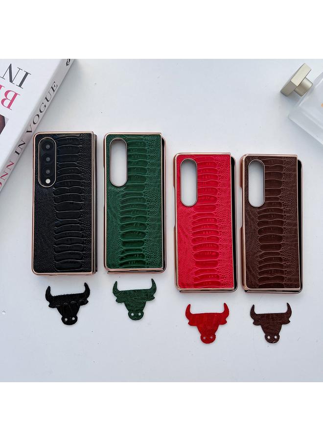 S-TOP Case For Samsung Galaxy Z Fold3 5G Genuine Leather Weilai Series Nano Plating Phone Case - Image 5