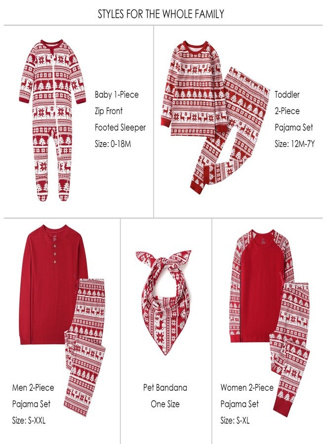 Owlivia Christmas Halloween Pajamas For Family, Organic Cotton Holiday Pjs Matching Sets(2-Piece Toddlers, 5-6 Years, Red Reindeer) - Image 2