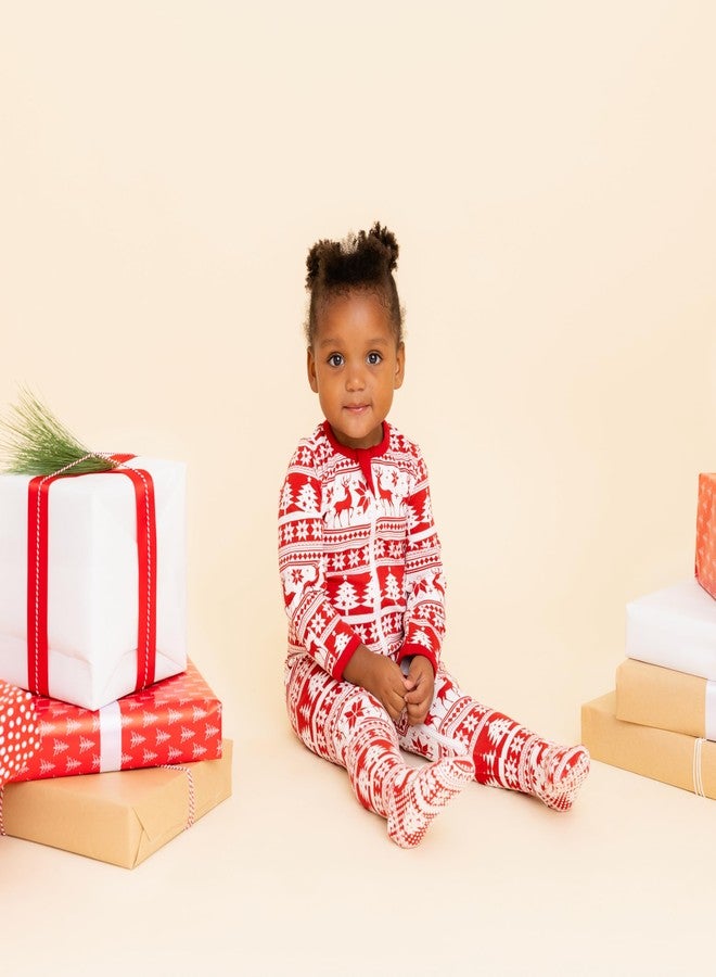 Owlivia Christmas Halloween Pajamas For Family, Organic Cotton Holiday Pjs Matching Sets(2-Piece Toddlers, 5-6 Years, Red Reindeer) - Image 5