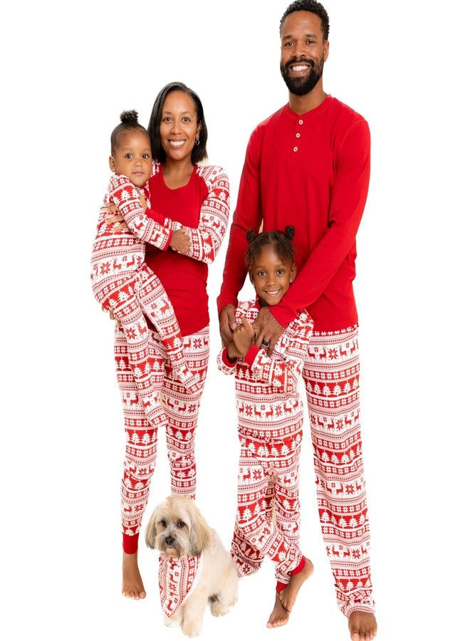 Owlivia Christmas Halloween Pajamas For Family, Organic Cotton Holiday Pjs Matching Sets(2-Piece Toddlers, 5-6 Years, Red Reindeer) - Image 1