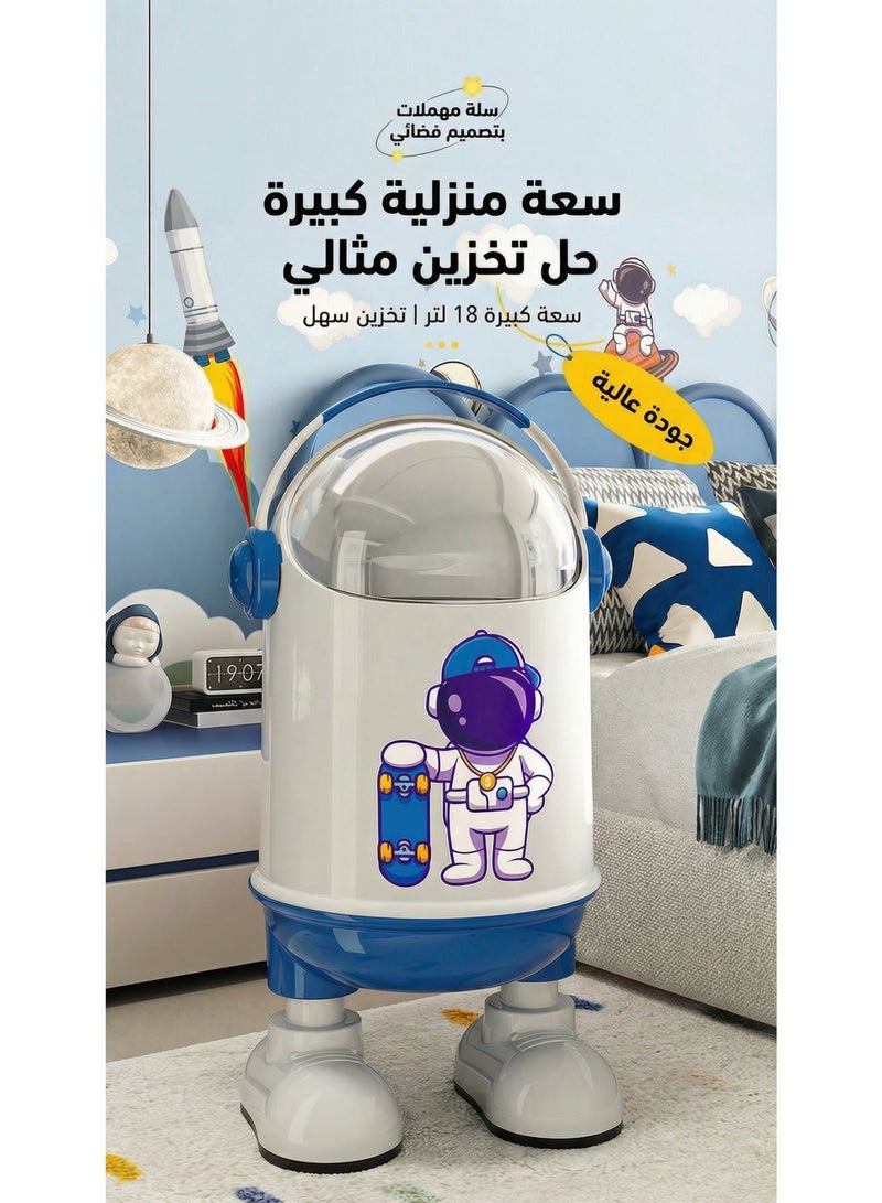 يلا اكس سلة مهملات بلاستيك  بغطاء بتصميم كرتوني – سلة قمامة لغرفة الأطفال والحمام ، سهلة التنظيف - Image 5