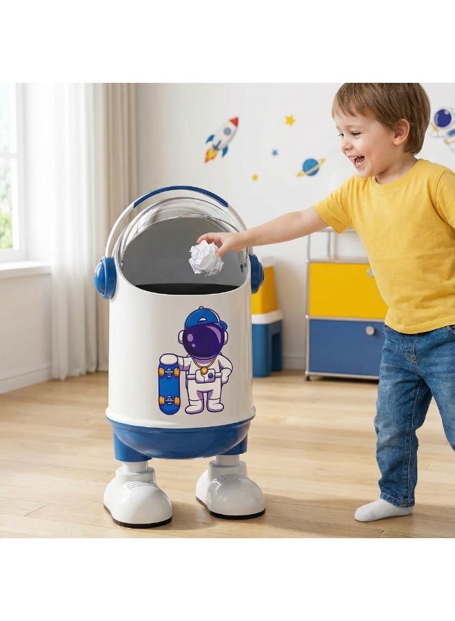 يلا اكس سلة مهملات بلاستيك  بغطاء بتصميم كرتوني – سلة قمامة لغرفة الأطفال والحمام ، سهلة التنظيف - Image 1
