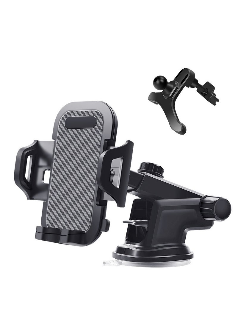 Collapsible Mobile Phone Holder with Adjustable Suction Mount for Dashboard and Windshield