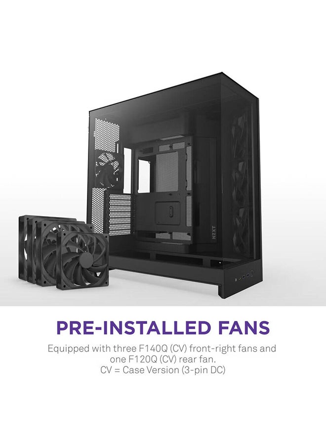 NZXT - H9 Flow Dual-Chamber ATX Mid-Tower Case High-Airflow Design with Panoramic Tempered Glass, Supports Dual 360mm Radiators, Up to 10 Fans, E-ATX Compatibility, Black | CM-H92FB-01 - Image 1