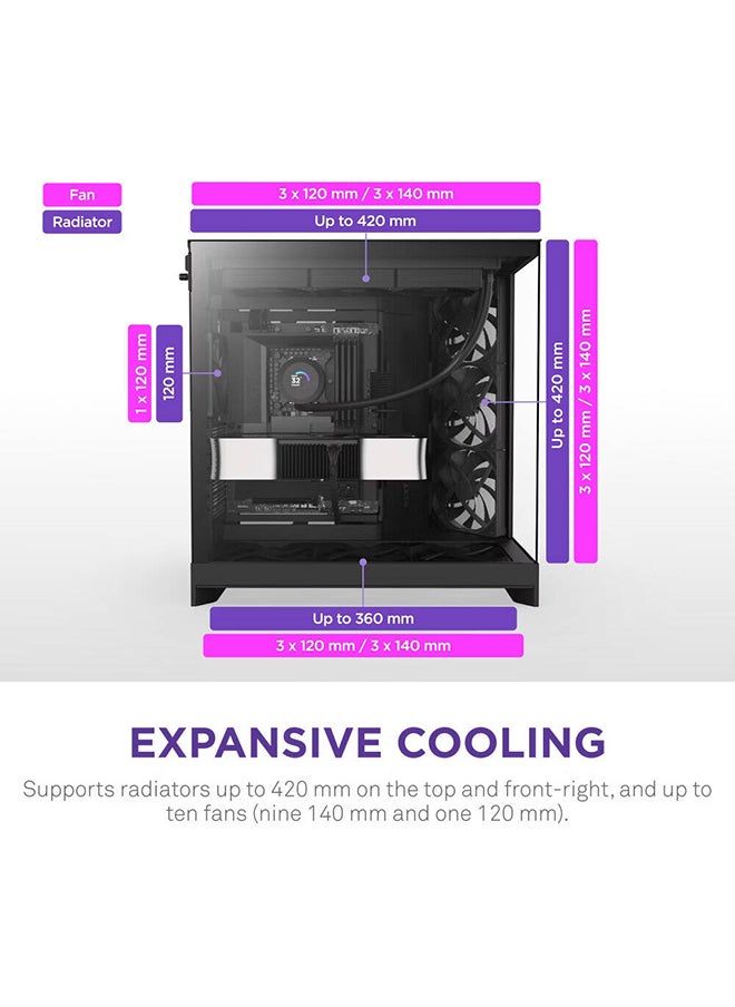 NZXT - H9 Flow Dual-Chamber ATX Mid-Tower Case High-Airflow Design with Panoramic Tempered Glass, Supports Dual 360mm Radiators, Up to 10 Fans, E-ATX Compatibility, Black | CM-H92FB-01 - Image 1