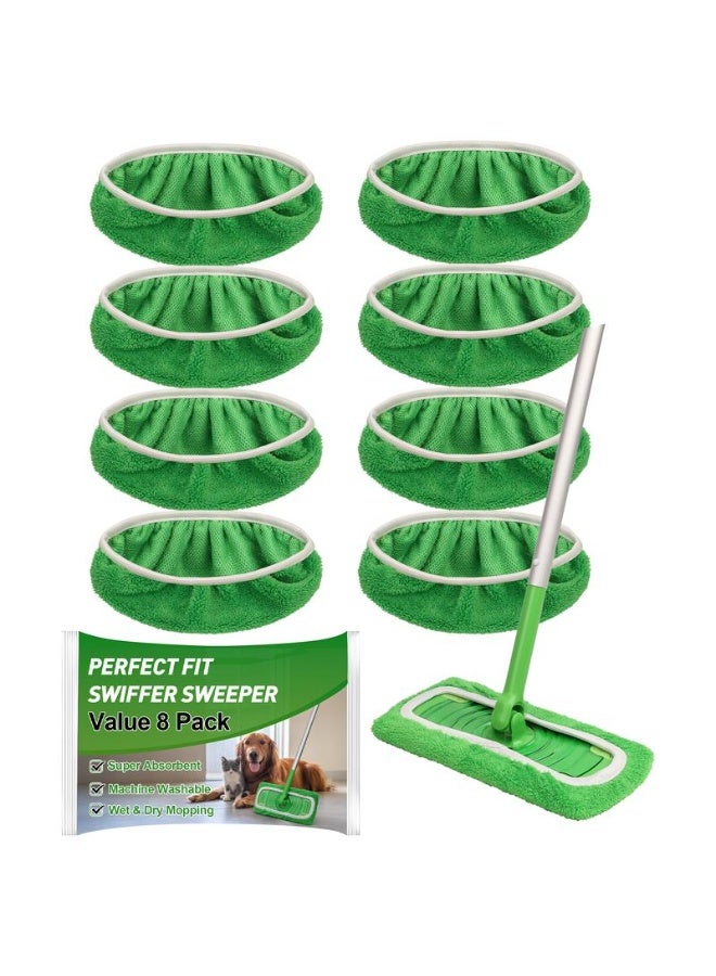 8Pcs Microfiber Mop Pads Compatible with Swiffer Sweeper Mop Wet and Dry Flat mop Cover Replacement Reusable Sweeping pad Refills Handle Not  Include