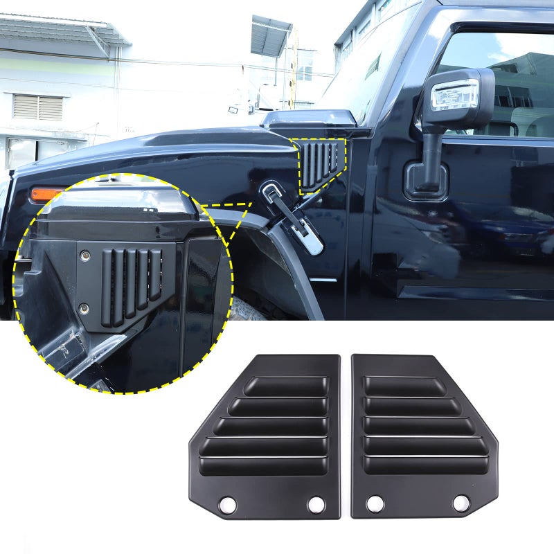 2PCS Car Side Vent Cover Hood Intake Bezel Trim Molding Compatible with 20032009 Hummer H2Side Scoop Hood Cover Car Exterior Accessories Matter black