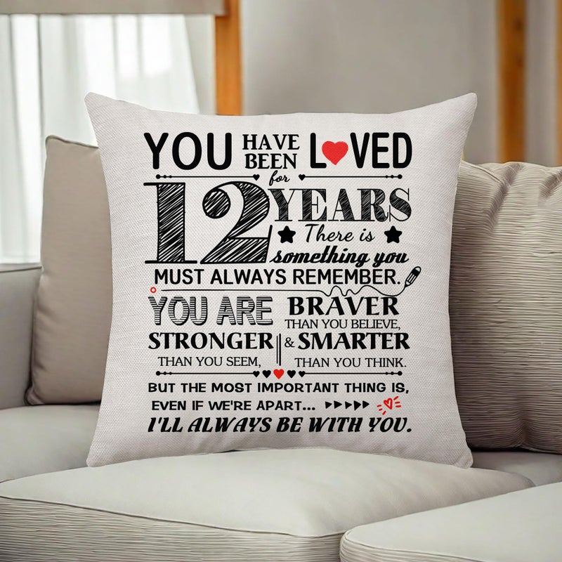 Aconesong You Have Been Loved for 12 Years Birthday Gift for Girls Boys Birthday Decoration Throw Pillow Cover Gifts for 12 Years Old Little Sister Brother Daughter Son Niece Nephew Keepsake 45 x 45 cm (12) - Image 4