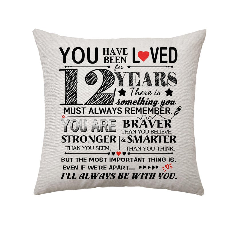 Aconesong You Have Been Loved for 12 Years Birthday Gift for Girls Boys Birthday Decoration Throw Pillow Cover Gifts for 12 Years Old Little Sister Brother Daughter Son Niece Nephew Keepsake 45 x 45 cm (12) - Image 1