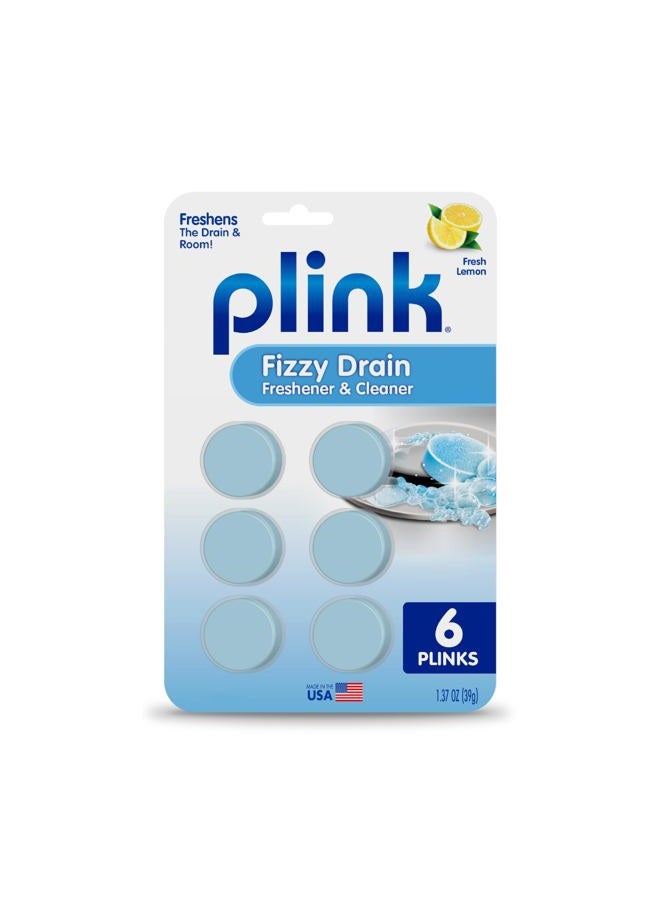 Plink Fizzy Drain Freshener and Cleaner, Prevents Clogs and Removes Odors in Household Sinks, Lemon Scent, 6-Pack - Image 1