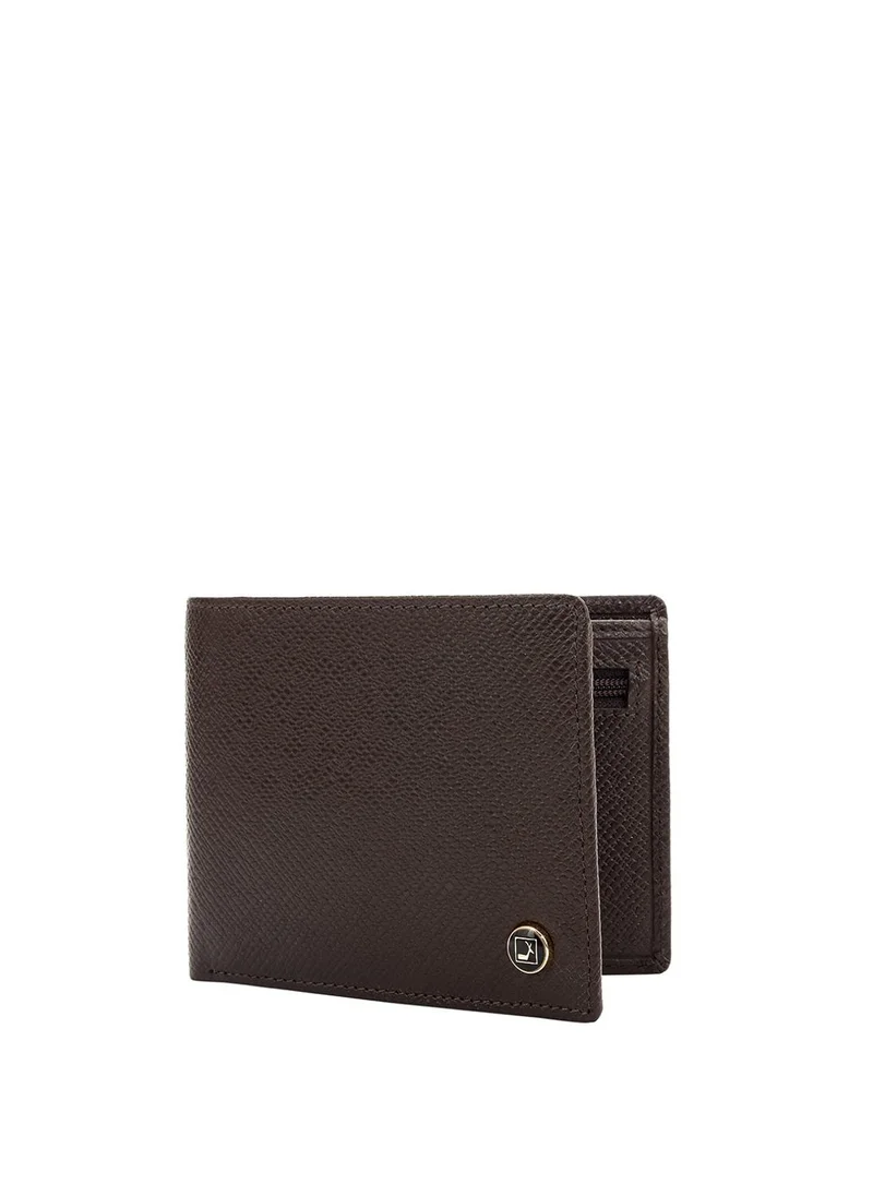 دا ميلانو محفظة جلد طبيعي بنية للرجال