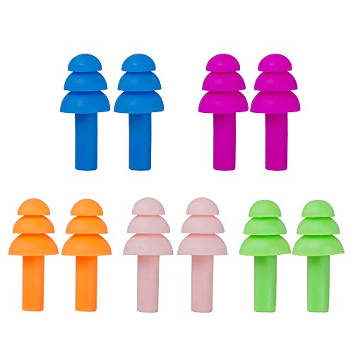 Futurekart Ear Plugs Softa Gel Noise Reduction for Sleping/Medittion/Swiing Adult Child/Reusable for Travel - 5 Pairs - Random Color - Image 1