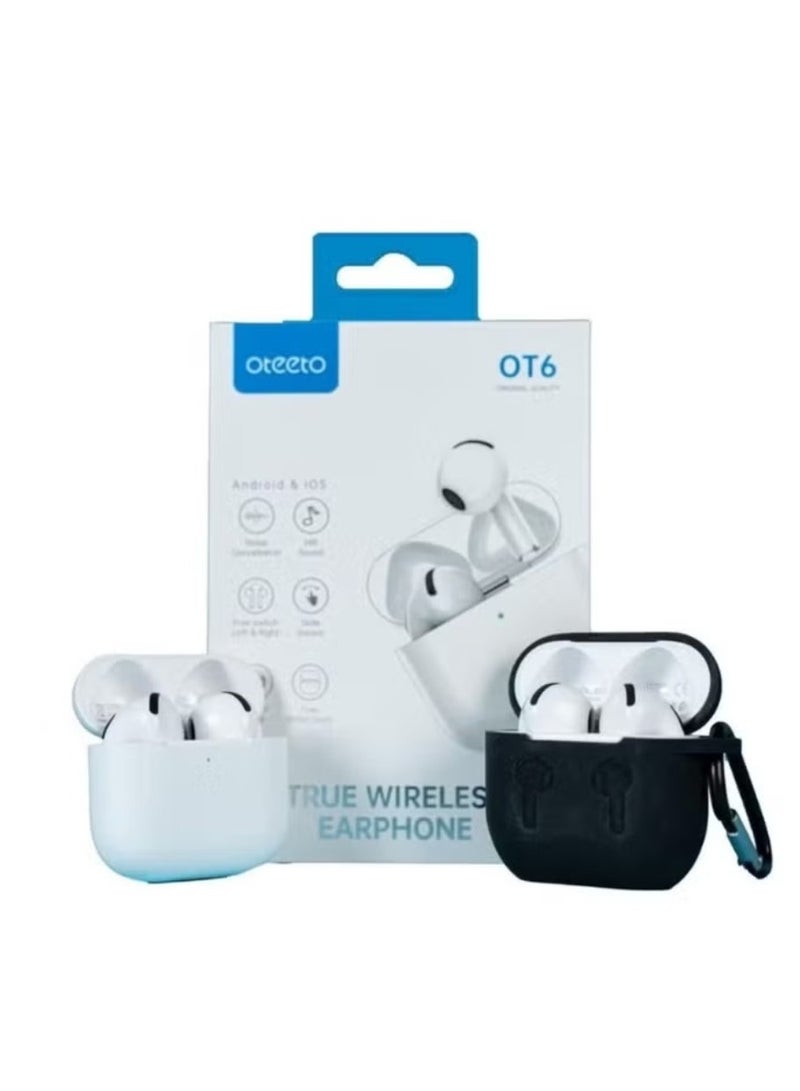 Oteeto OT6 True Wireless Bluetooth Earbuds - Hifi Sound Quality Noice Cancelation - Touch Sensor Compatible With Android Devices - White - Image 2