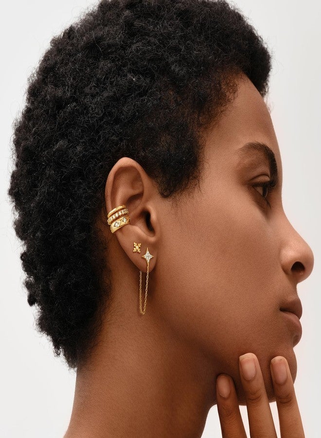 ميفيكو أقراط MEVECCO صغيرة مرصعة بالخرز للنساء، مطلية بالذهب عيار 18 قيراطًا، مرصعة بأحجار الزركونيا المكعبة الصغيرة على شكل زهرة لطيفة، بسيطة ورقيقة، هدية مثالية لها - Image 4