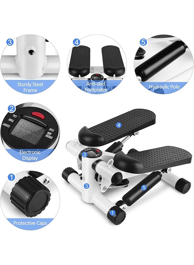 ANDOER Stepper Mini Fitness Twist Stepper Electronic Display Home Exercise Equipment With Resistance Bands - Image 3