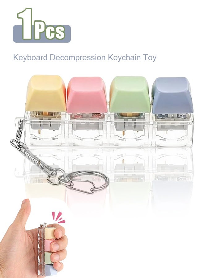 Keyboard Fidget Toy, 4 Buttons Stress Relief Clicky Keychain for Adults Kids, Linear Fingertip Touch Keyring Pass the Time Decompression Desk Gift for Boys Girls - Image 1