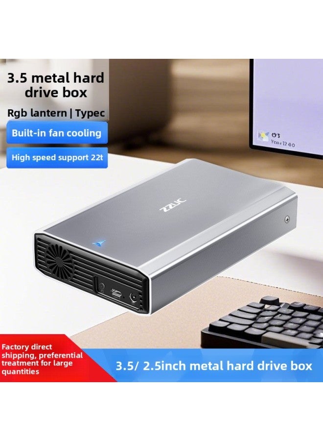 3.5 Inch Mobile Hard Disk Box SATA Desktop Computer Mechanical Solid State Hard Disk Box USB3.0 3.1-Colour:Z90-3.1type-c Gray Supports 12t  - Image 2