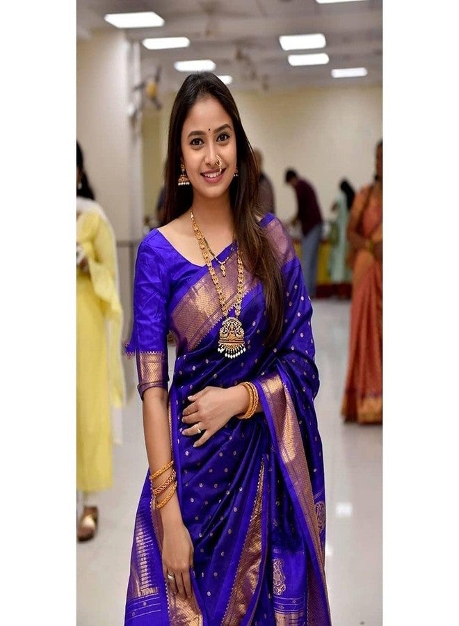 Avantika Fashion Women's Kanjivaram Soft Pure Silk Banarasi Sarees With Blouse Piece, Blue - Image 1