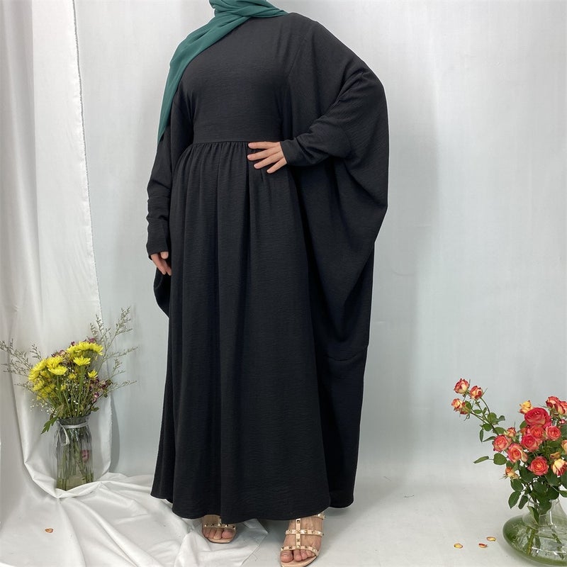 monica fashion Elegant Batwing Sleeve Dress with Inner Waistband - Fashionable Muslim Kaftan - Image 3