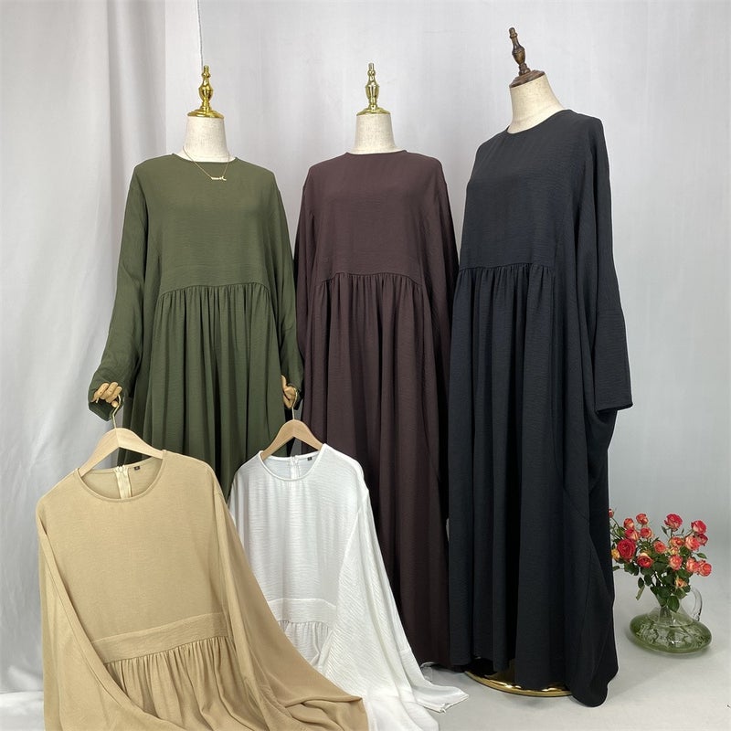 monica fashion Elegant Batwing Sleeve Dress with Inner Waistband - Fashionable Muslim Kaftan - Image 4