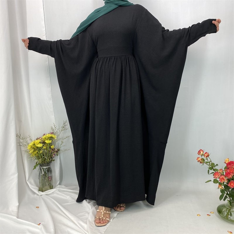monica fashion Elegant Batwing Sleeve Dress with Inner Waistband - Fashionable Muslim Kaftan - Image 2