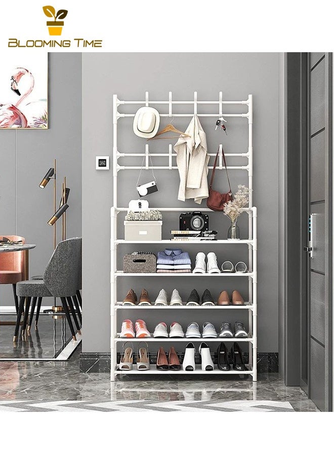 BLOOMING TIME Simple Shoe Rack At The Door Household Integrated Multifunctional Storage Shoe Cabinet Shoe And Hat Rack Small Footprint Multi-layer Assembly Rack - Image 1