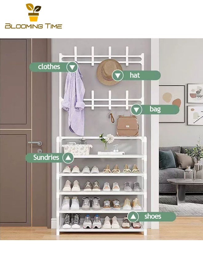 BLOOMING TIME Simple Shoe Rack At The Door Household Integrated Multifunctional Storage Shoe Cabinet Shoe And Hat Rack Small Footprint Multi-layer Assembly Rack - Image 3