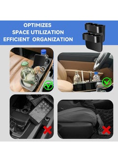 Generic 2Pcs Car Cup Holder Cup Holder for Car Seat Cup Holder for Car Multifunctional Portable Console Side Pocket Car Seat Gap Filler Organizer Vehicle Seat Cup Cell Phone Drink Holder Storage Box  - Image 2