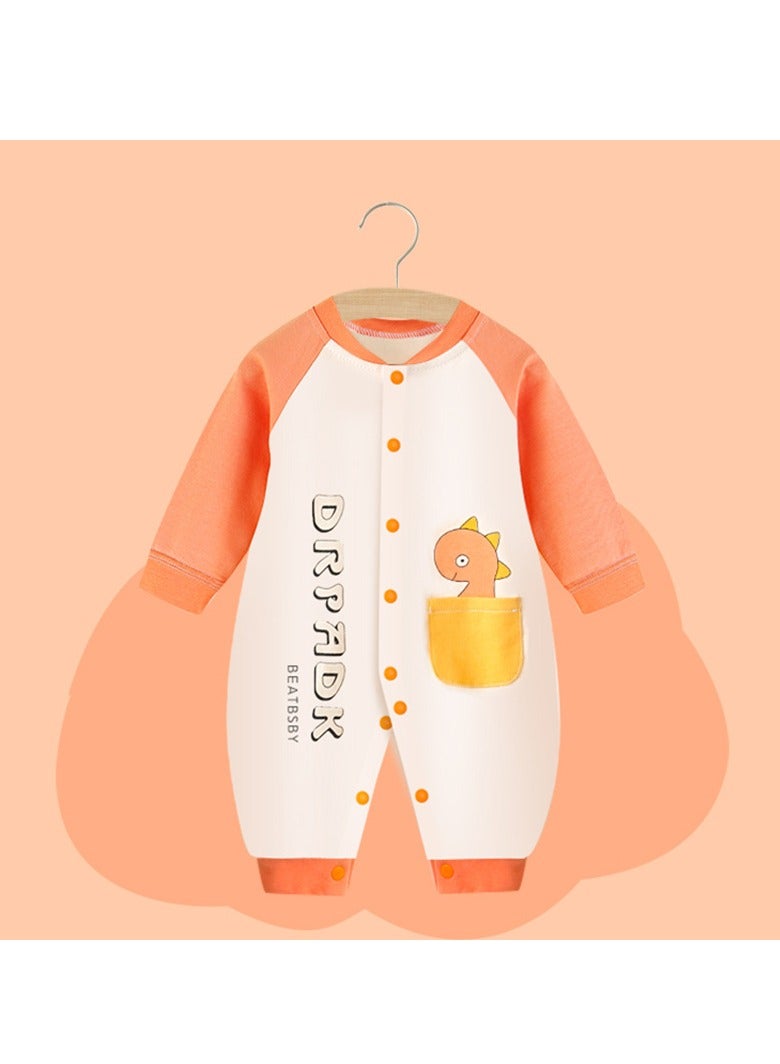 xozgdovg Baby onesie Spring and autumn clothes for newborns pure cotton autumn pajamas for babies and girls 24m/90cm orange dinosaur 