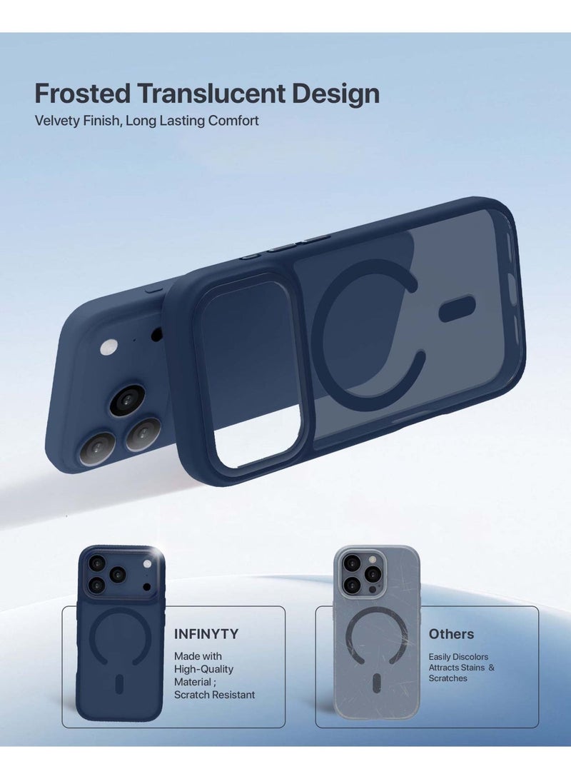 INFINYTY iPhone 17 Pro Max Premium Matte Case, Metallic Accents- Modo Blue, Frosted PC Back, TPU Frame, Metallic Camera Frame for Strength, MagSafe Compatible with N52 Magnet, Metallic Buttons, Anti-Slip Soft-Touch Grip, Military Grade Drop-Protection, Infinyty Lite - Image 3