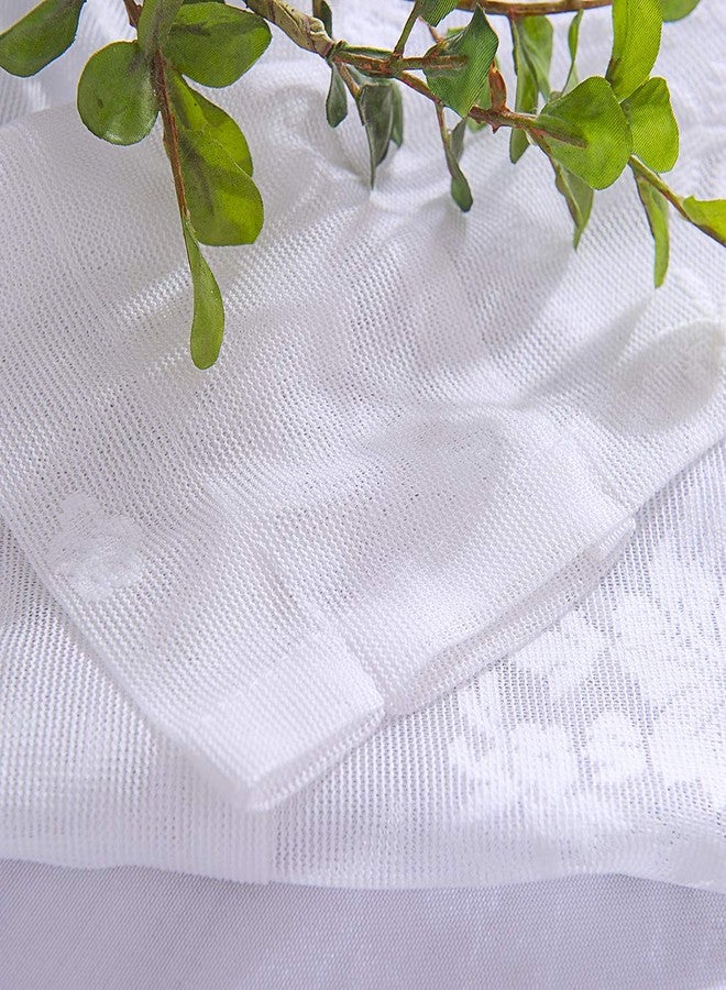 vctops Lace Sheer Kitchen Cafe Curtain Valance Floral Embroidered Rod Pocket Short Curtain for Small Window 1 Piece (51" x 16", White) - Image 3