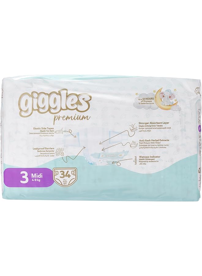 giggles Baby Diapers 34 Pieces Twin Pack Size 3 - Image 2