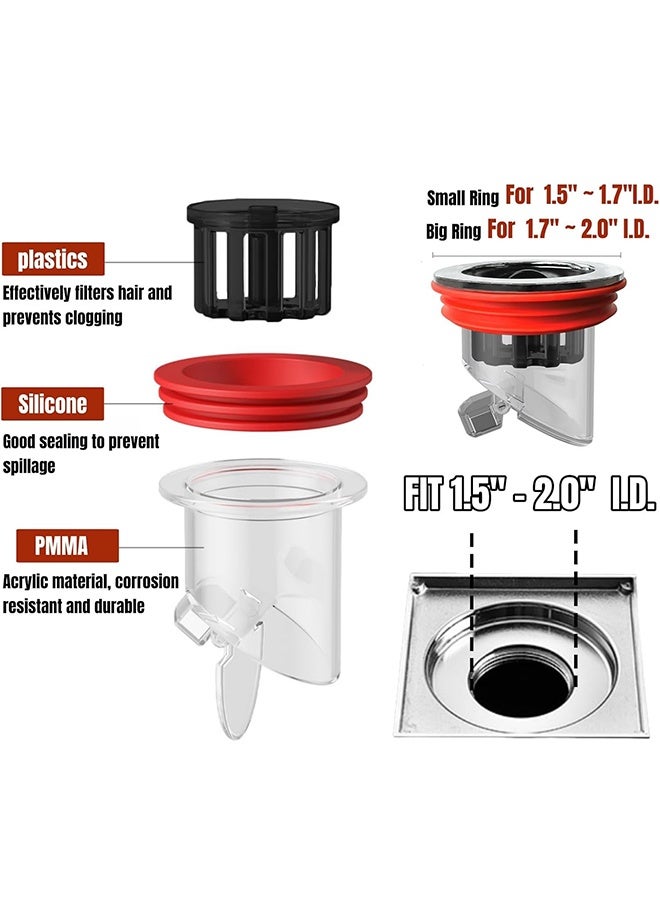 2 Pcs Odor Proof Floor Drain, Floor Drain backflow Preventer, Shower Plug, Magnetic One-Way Drain Valve, Prevent Odor Dispersion in Bathrooms, and Kitchens (1.5''-2.0'' Caliber) - Image 2