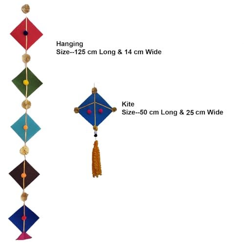 CANVASS Colorful Woolen Kite Hanging Latkan Toran Garland for Main Door, Poojaroom, Festivals, Wedding, Housewarming - Rajasthani Traditional Decoration Items (17 cm, 120 cm) - Image 2