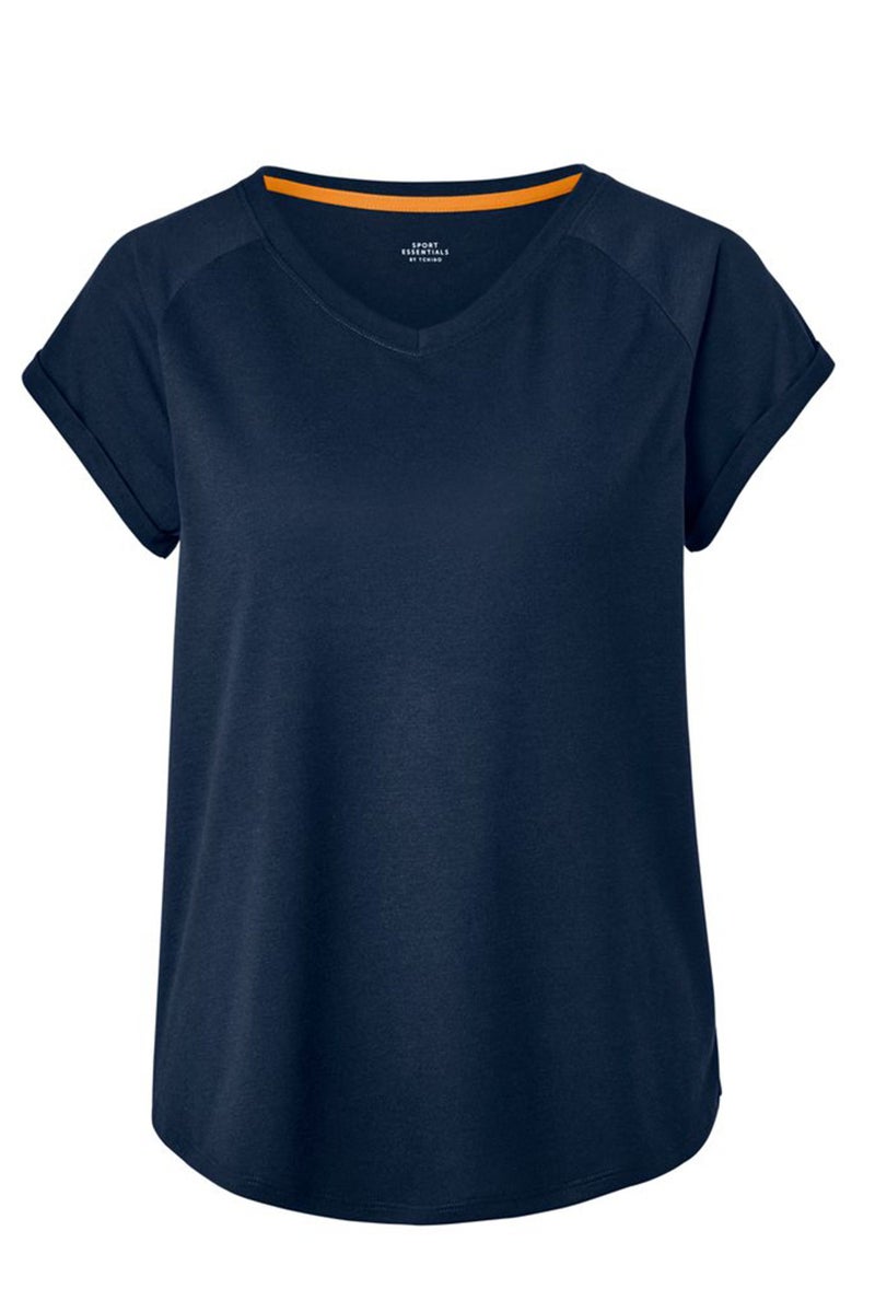 Tchibo تي شيرت نسائي بياقة على شكل V بأكمام قصيرة، Navy - Image 2