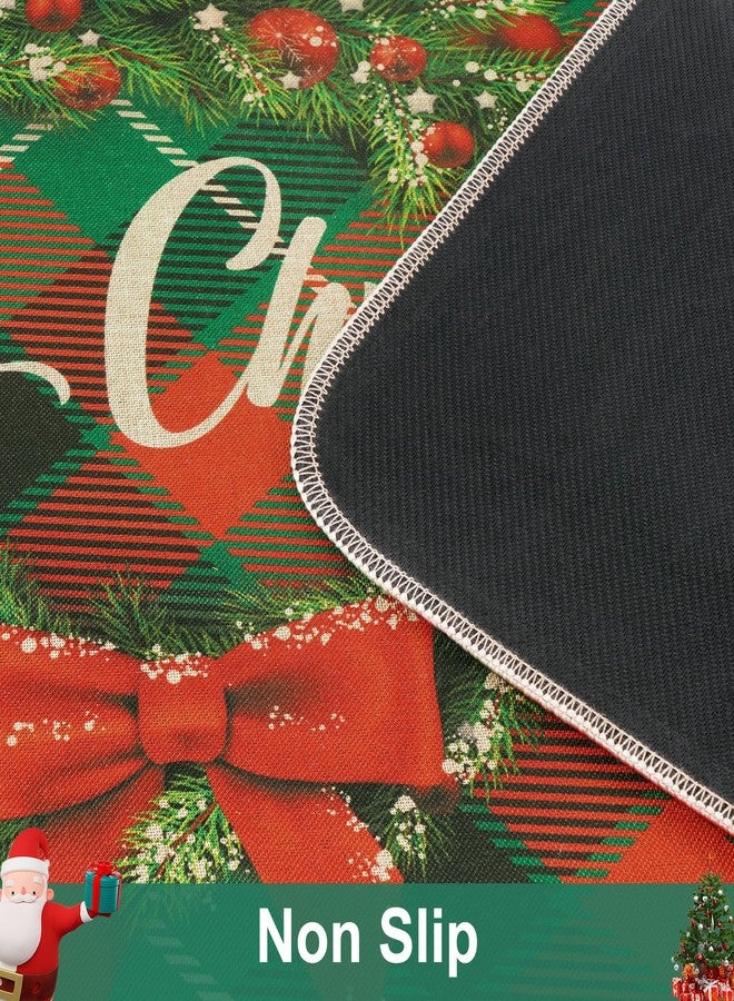 FRAMICS Christmas Door Mat Indoor Entrance, Buffalo Plaid Christmas Mats for Front Door Non Slip, Absorbent Christmas Outdoor Mat, Merry Christmas Welcome Doormat, Christmas Decorations, 30" x 18" - Image 4