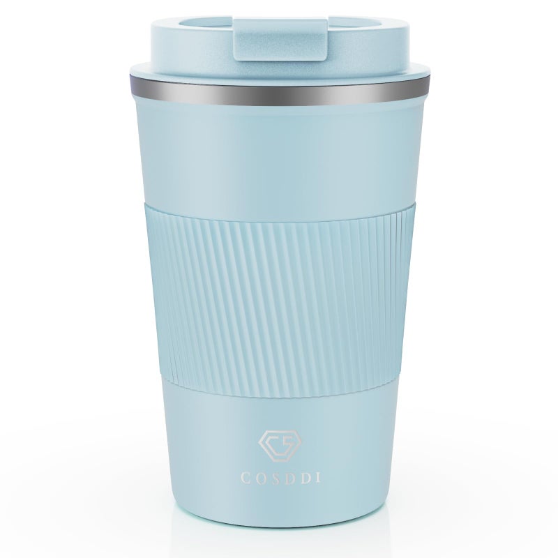 CS COSDDI Travel Mugs Insulated Coffee Cup with Leakproof Lid  Reusable Coffee Cups Travel  Car Coffee Cup  Stainless Steel Coffee Mug for Hot and Cold Water and Tea 380ml